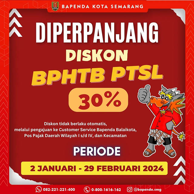 Pengajuan Diskon 30% BPHTB PTSL diperpanjang sampai 29 Februari 2024